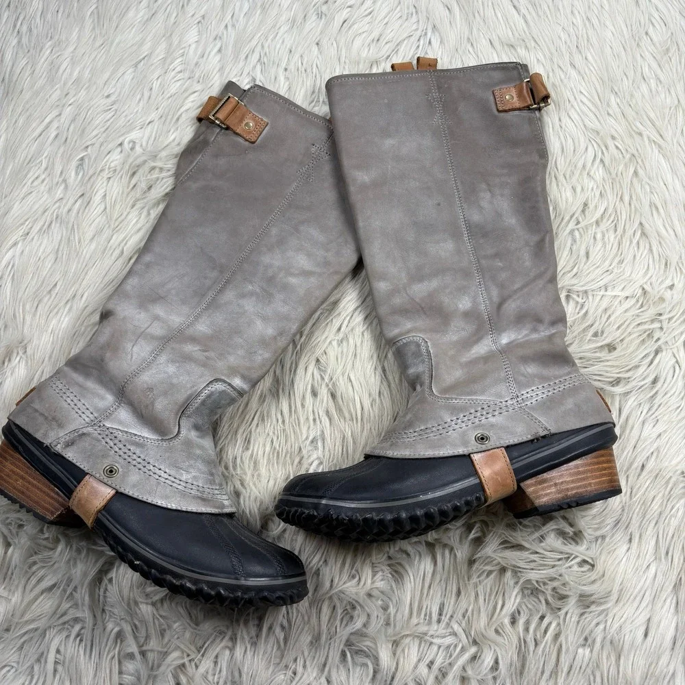 Sorel Women's 9 Gray Slimpack Tall Riding Boots Waterproof Western Equestrian